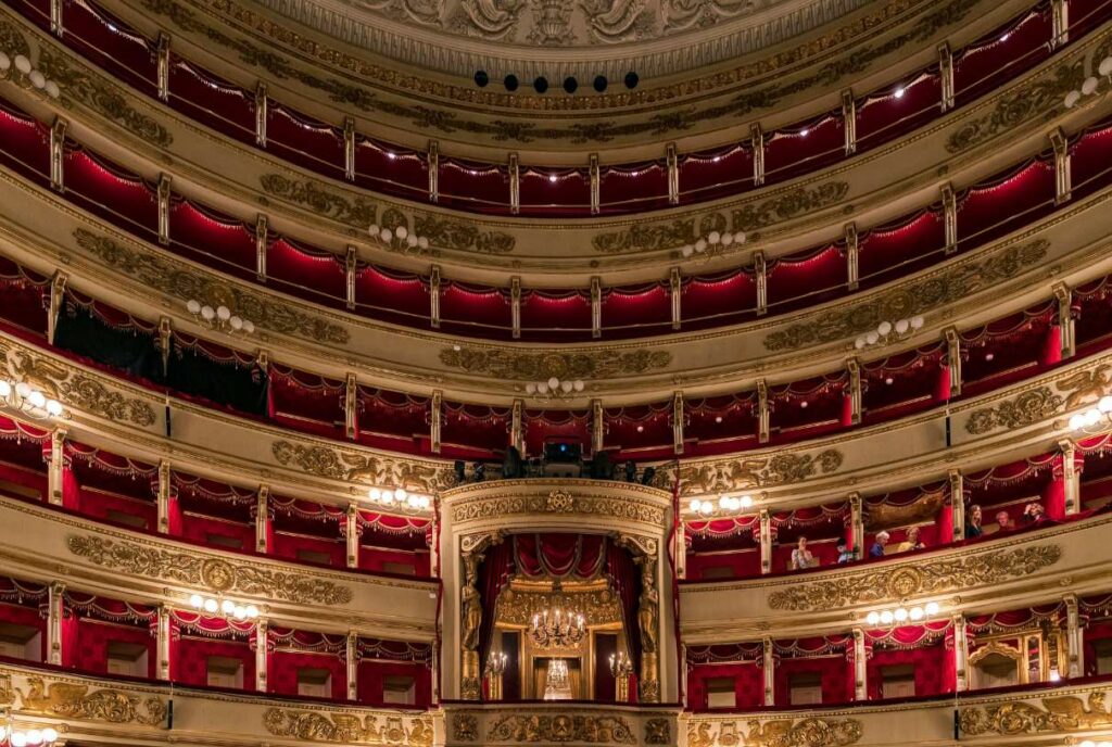 I sei livelli di palchi e gallerie del Teatro alla Scala di Milano